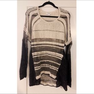 Helmut Lang cream, grey and black knit sweater